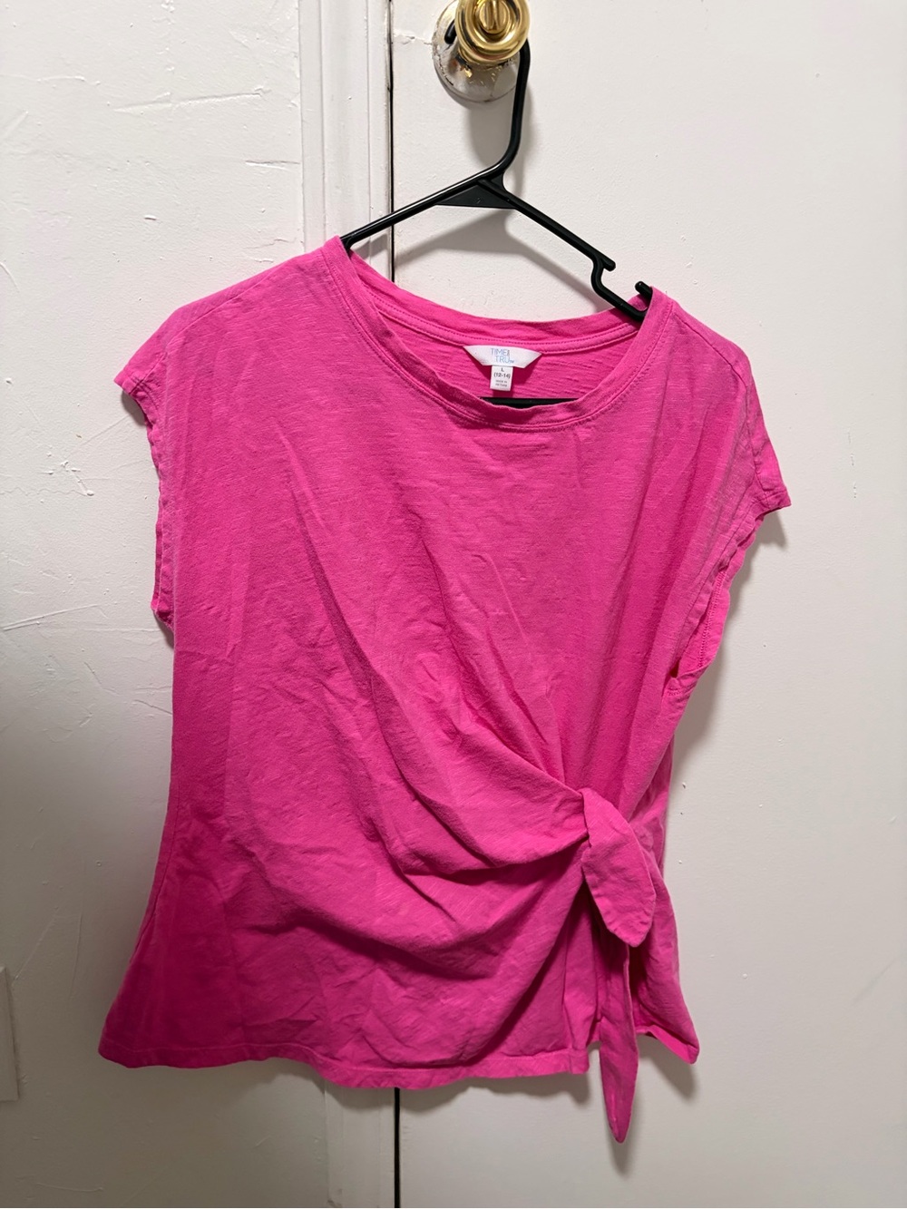 Time and Tru Hot Pink Tie-Side Crop Top